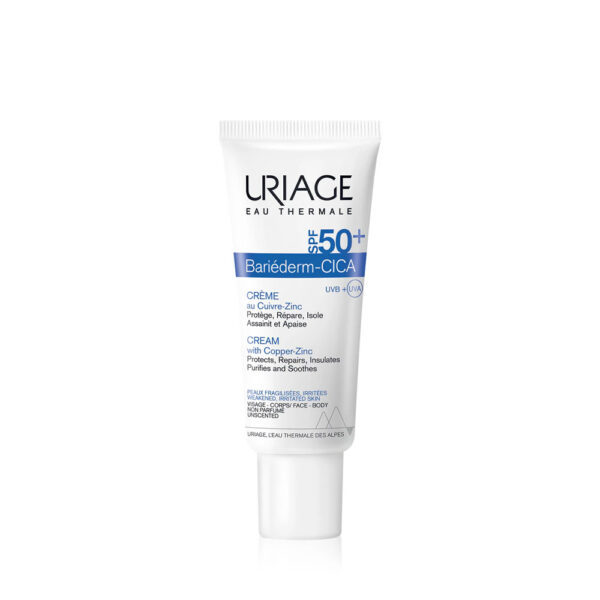 Cremă cu SPF 50+ Bariederm Cica, 40 ml, Uriage