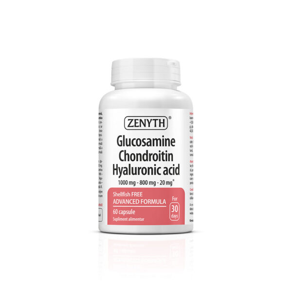 Glucozamină, Condroitină și Acid Hialuronic, 60 capsule, Zenyth