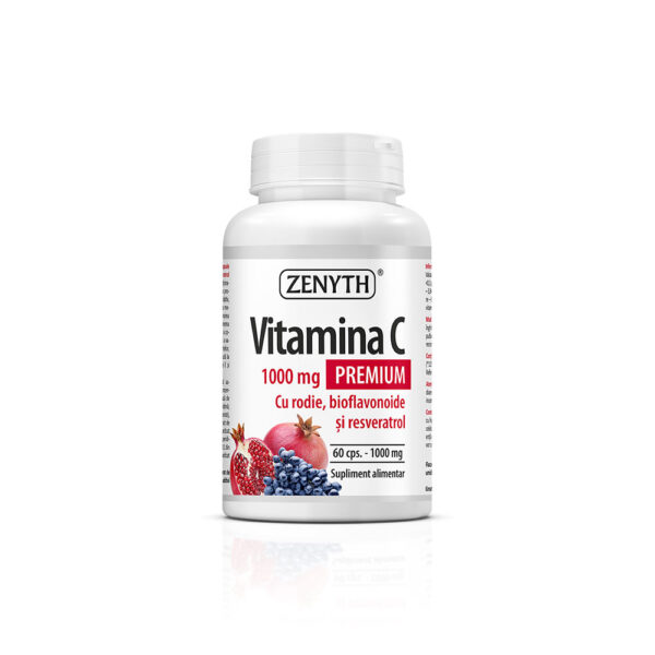 Vitamina C 1000 mg, 60 capsule, cu rodie, Zenyth