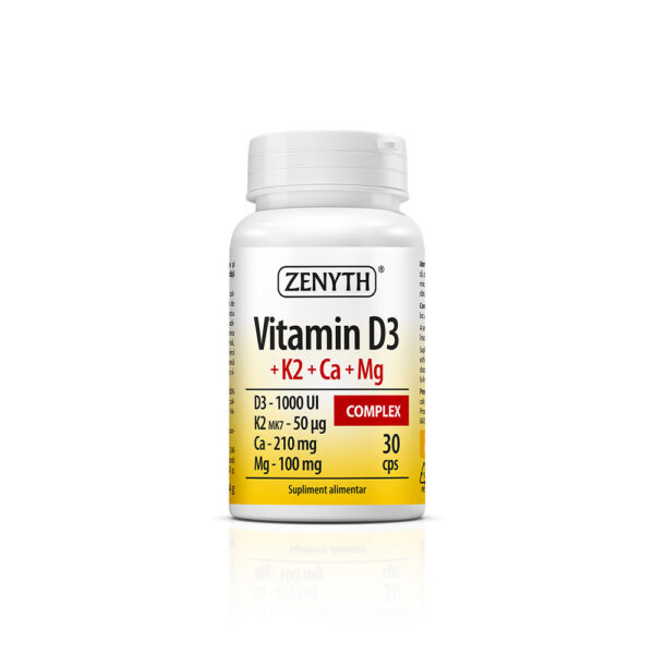 Vitamina D3 + K2 + Ca + Mg Complex, 30 capsule, Zenyth