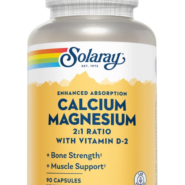 Calciu, Magneziu, Vitamina D, Solaray, 90 capsule, Secom