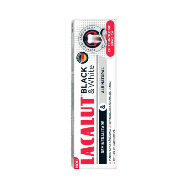 Pastă de dinți Lacalut Black & White, 75 ml, Theiss Naturwaren