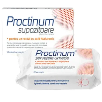 Proctinum, 10 supozitoare + Șervețele Umede (72 bucăți), Zdrovit