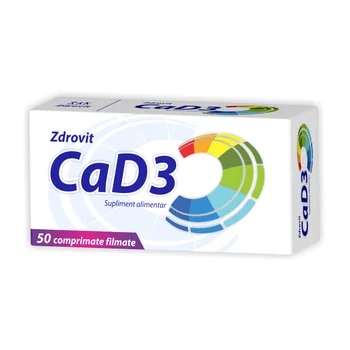 Calciu + Vitamina D3, 50 comprimate filmate, Zdrovit