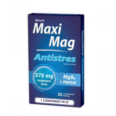 MaxiMag Antistres, 30 comprimate filmate, 375 mg, Zdrovit