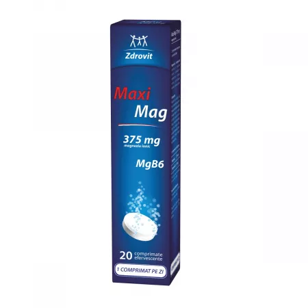 MaxiMag, 20 comprimate efervescente, 375 mg, Zdrovit