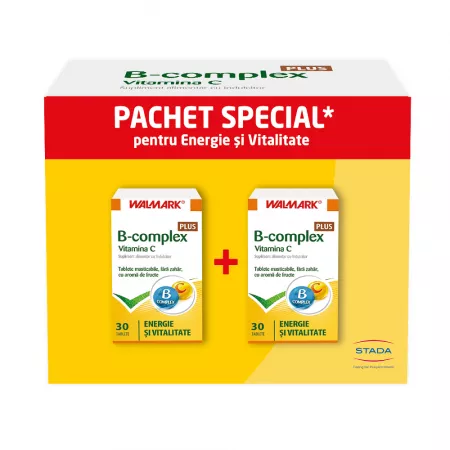 B complex Plus Vitamina C, 30 + 30 tablete, pachet promo, Walmark