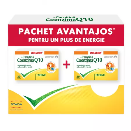 Carnitina cu Coenzima Q10, 30 + 30 capsule, pachet promo, Walmark