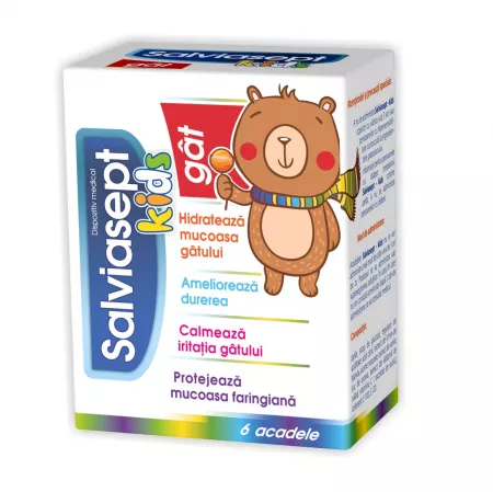 Salviasept Spray Gât Kids, 6 acadele, Zdrovit