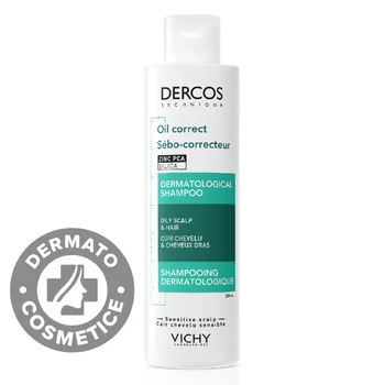 Dercos Oil Correct, Șampon Sebocorector pentru Păr Gras, 200 ml, Vichy