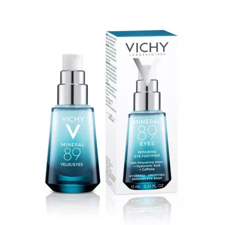 Mineral 89 Eyes, Gel pentru Conturul Ochilor cu Acid Hialuronic și Cafeină, 15 ml, Vichy