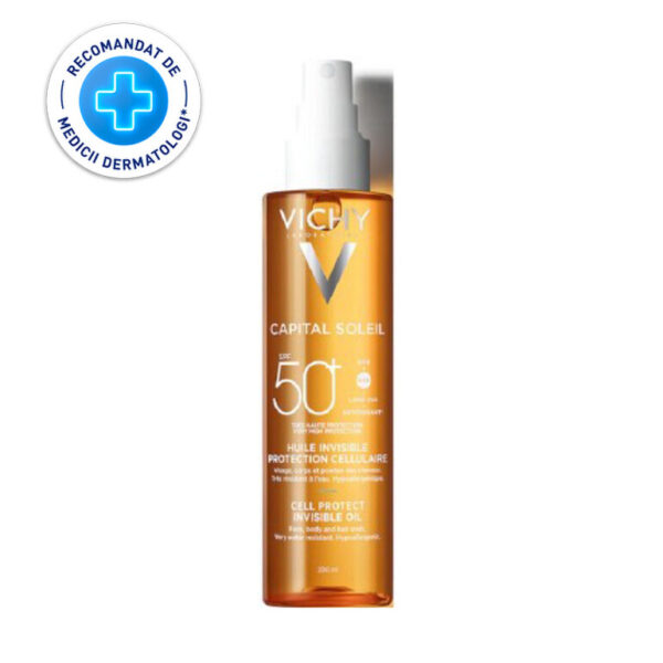 Ulei Invizibil cu Protecție Solară SPF 50+, Cell Protect, Capital Soleil, 200 ml, Vichy