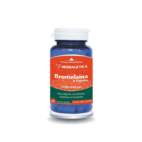 Bromelaină și Papaină, 60 capsule, Herbagetica