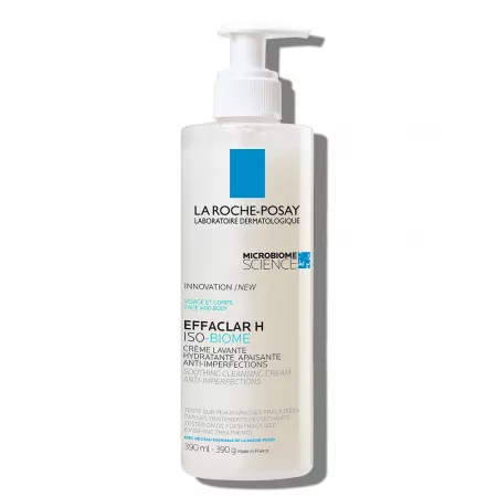 Cremă de Spălare pentru Piele Grasă și Fragilizată Effaclar H Iso-Biome, 390 ml, La Roche-Posay