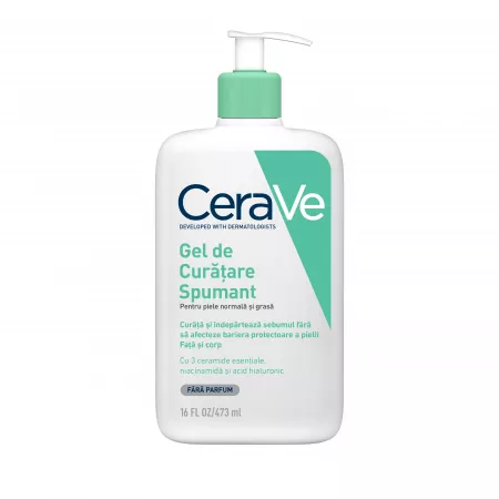 Gel de Curățare Spumant pentru Piele Normală-Grasă, 473 ml, CeraVe