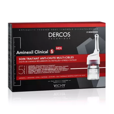 Tratament Anticădere pentru Bărbați Dercos Aminexil Clinical 5, 21 Fiole x 6 ml, Vichy
