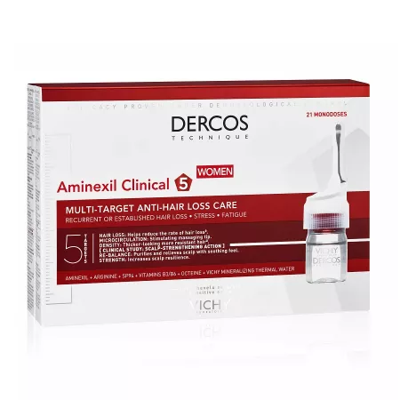 Tratament Anticădere pentru Femei Dercos Aminexil Clinical 5, 21 Fiole x 6 ml, Vichy