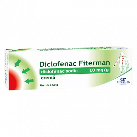 Diclofenac cremă, 10 mg/g, 50 g, Fiterman