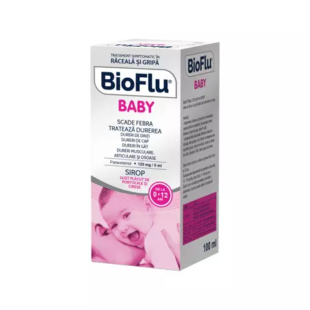 Bioflu Baby, 120 mg/5 ml, sirop, 100 ml, Biofarm