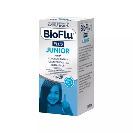Bioflu Plus Junior, sirop, 100 ml, Biofarm