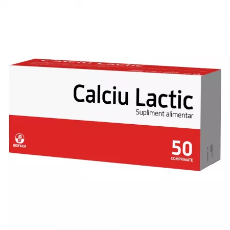 Calciu Lactic, 500 mg, 50 comprimate, Biofarm