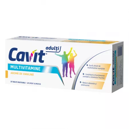 Cavit Adulți Multivitamine, 20 tablete masticabile cu aromă de vanilie, Biofarm