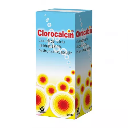 Clorocalcin, picături orale, soluție 133,6 mg/ml, 50ml, Biofarm