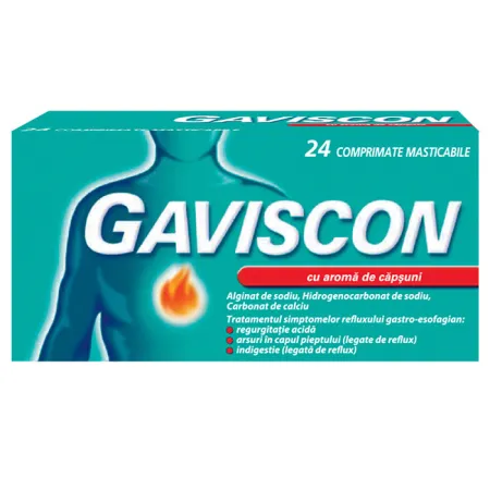 Gaviscon Căpșuni, 24 comprimate masticabile, Reckitt Benckiser Healthcare