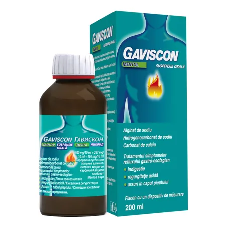 Gaviscon Mentol, 200ml suspensie orală, Reckitt Benckiser Healthcare
