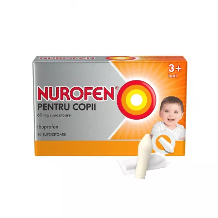 Nurofen pentru Copii, 60 mg, 10 supozitoare, Reckitt Benckiser Healthcare