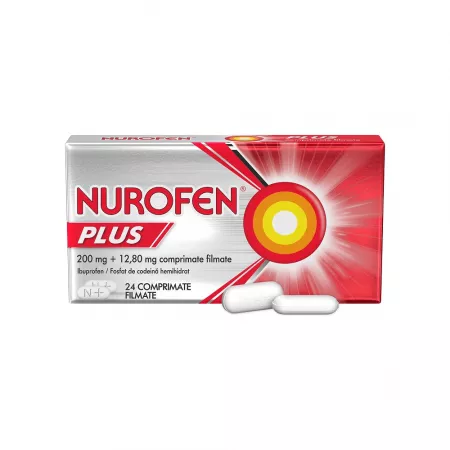 Nurofen Plus, 200 mg/12,8 mg, 24 comprimate filmate, Reckitt Benckiser Healthcare