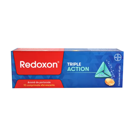 Redoxon Triple Action Vitamina C, D si Zinc, 10 comprimate efervescente, Bayer