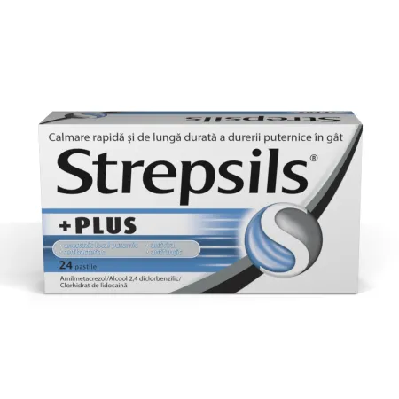Strepsils Plus, 24 comprimate, Reckitt Benckiser Healthcare