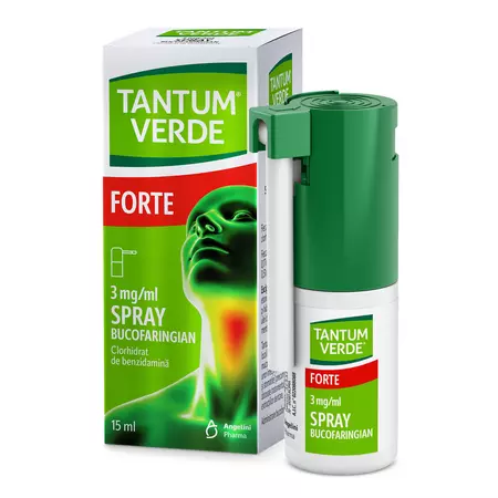 Tantum Verde Forte, 3 mg/ml, spray bucofaringian, 15 ml, Angelini
