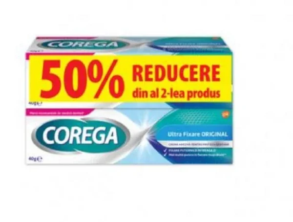 Corega Ultra Fixare Original, 2 x 40 g, pachet promo, GSK
