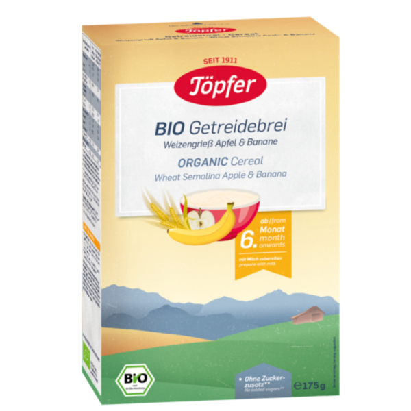 Cereale Griș, Mere și Banane, 175 g, Topfer