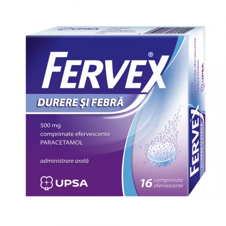 Fervex Durere și Febră,  16 comprimate efervescente, 500mg, UPSA