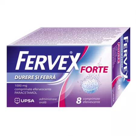 Fervex Durere și Febră Forte, 8 comprimate efervescente, 1000mg , UPSA