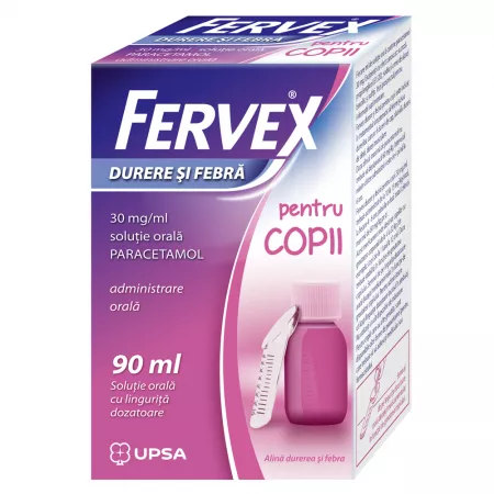 Fervex Durere și Febră, sirop, 30mg/ml, 90ml, UPSA