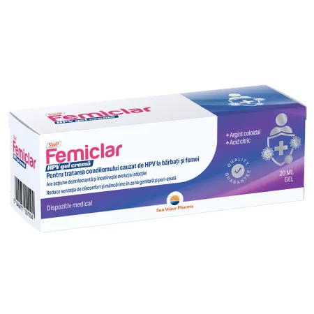 Femiclar HPV, gel-cremă, 20 ml, Sun Wave Pharma