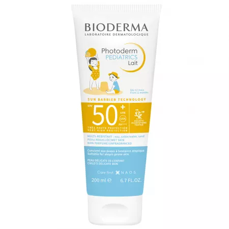 Photoderm Pediatrics SPF 50+,  Lapte de Corp și Față, 200 ml, Bioderma