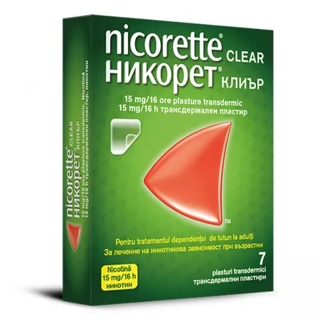 Nicorette Clear 15mg/16h, 7 plasturi transdermici, Johnson & Johnson