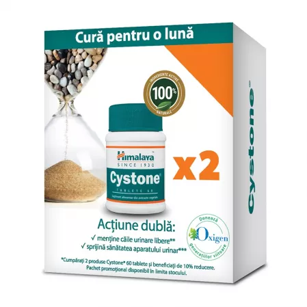 Cystone Forte, 2 x 60 comprimate, pachet promo, Himalaya.