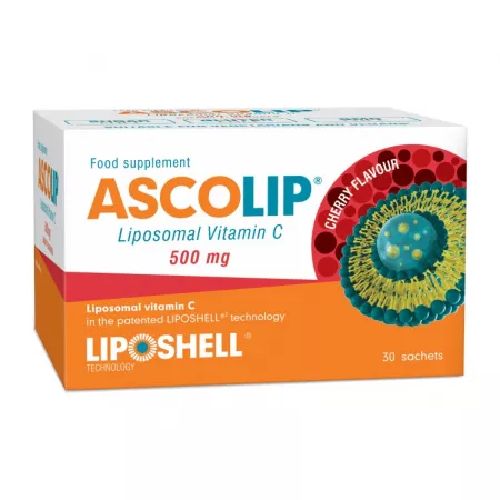 Ascolip Vitamina C Lipozomală 500 mg, 30 plicuri, Liposhell