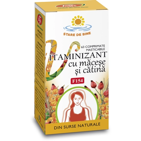 Vitaminizant Măceșe și Cătină, 63 comprimate masticabile, Fares