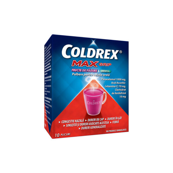 Coldrex MaxGrip, Fructe de pădure și mentol, 10 plicuri, Perrigo