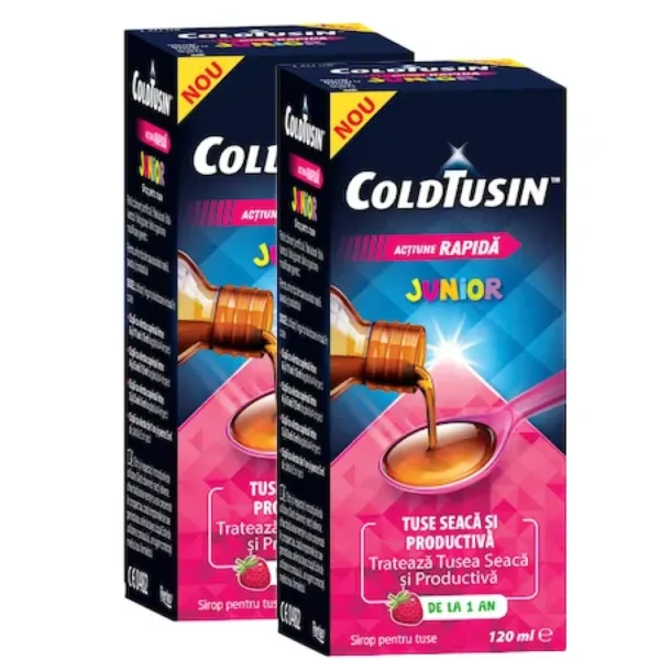 Coldtusin Junior, sirop, 2x120 ml, pachet promo, Perrigo