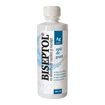 Biseptol, apă de gură cu argint ionic, 480 ml, Dacia Plant