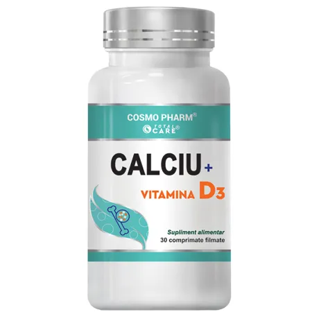 Calciu 500 mg + Vitamina D3, 30 comprimate, Cosmo Pharm