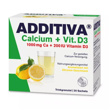 Calciu 1000 mg + D3, 20 plicuri, Additiva
